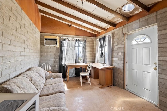 72082 Winters Rd Unit 29, Palms, CA 92277 - foyer entrance featuring concrete floors and a wall mounted AC