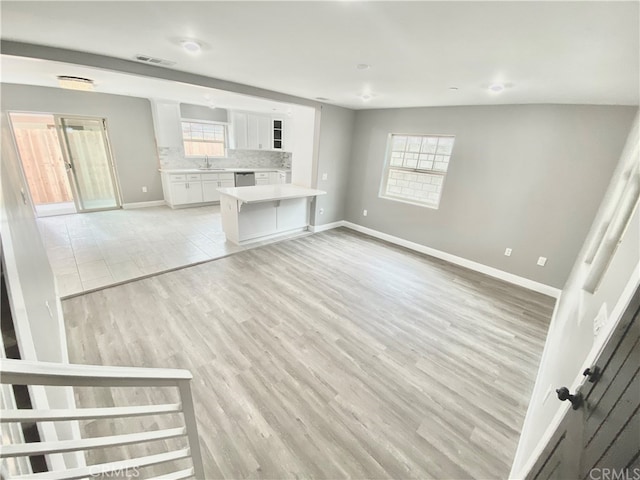 6545 Newlin, Whittier, CA 90601 - unfurnished living room with a sink and light wood-style flooring