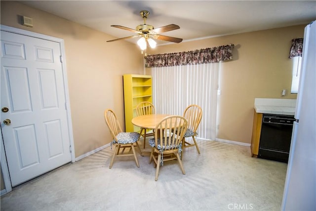 21295 Wisteria St, Apple Valley, CA 92308 - dining room featuring a ceiling fan and baseboards