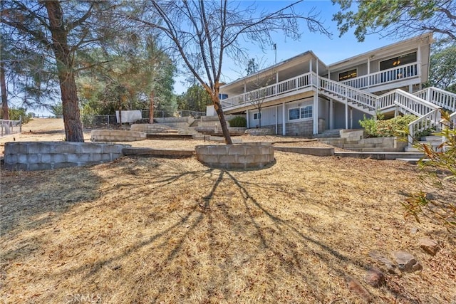 501 Old State Rd, Wofford Heights, CA 93285 - view of yard featuring stairs and a wooden deck