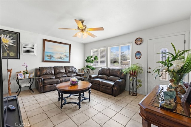 16116 Cajon, Hesperia, CA 92345 - living room featuring light tile patterned flooring and ceiling fan