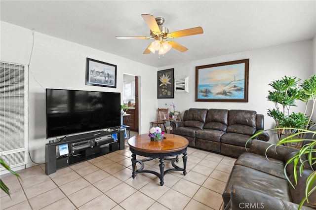 16116 Cajon, Hesperia, CA 92345 - living room featuring a heating unit, light tile patterned flooring, and ceiling fan