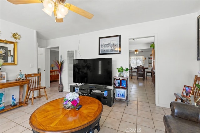 16116 Cajon, Hesperia, CA 92345 - living room with ceiling fan, light tile patterned floors, and a heating unit