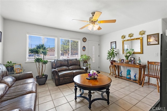 16116 Cajon, Hesperia, CA 92345 - living area featuring light tile patterned flooring and a ceiling fan