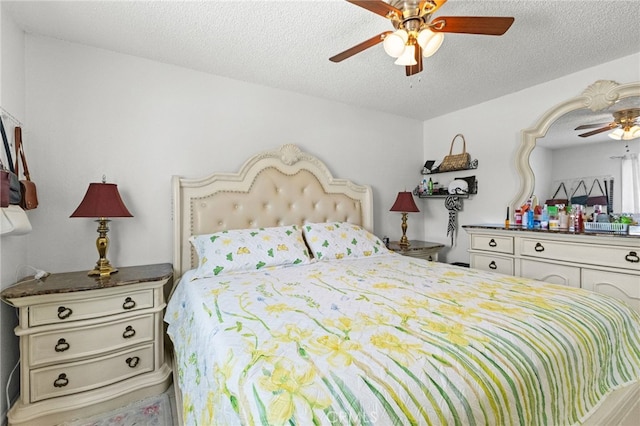16116 Cajon, Hesperia, CA 92345 - bedroom featuring a textured ceiling and a ceiling fan