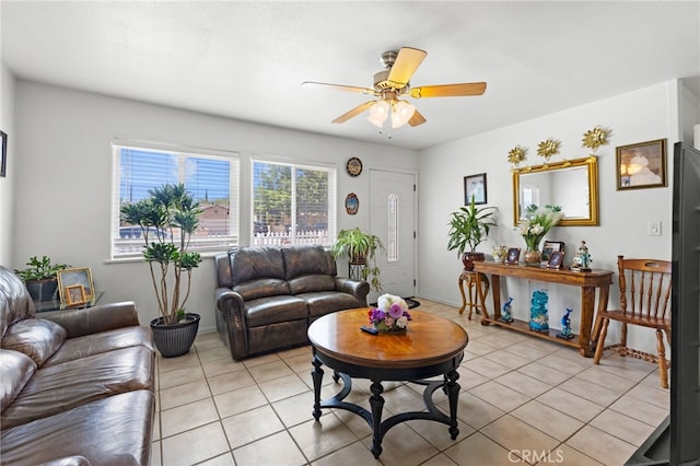 16116 Cajon, Hesperia, CA 92345 - living room with light tile patterned floors and ceiling fan