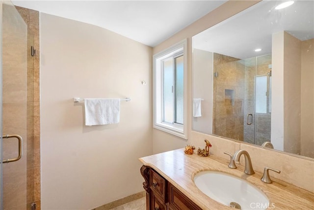 17211 Orozco St, Granada Hills, CA 91344 - full bathroom featuring vanity and a stall shower
