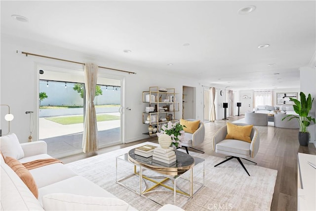 17211 Orozco St, Granada Hills, CA 91344 - living room featuring wood finished floors and recessed lighting