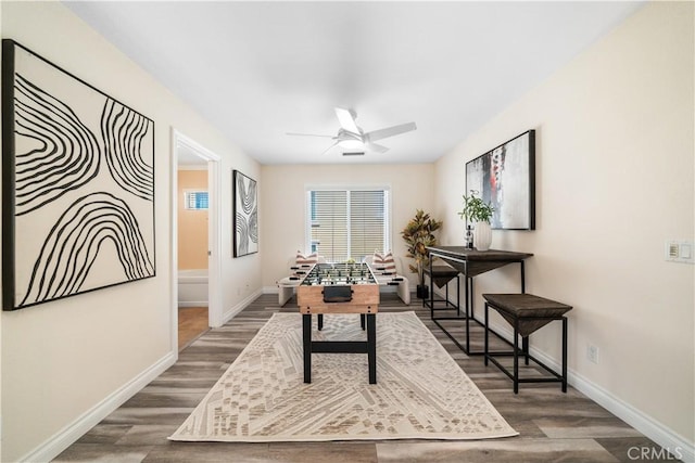 23735 Canyon Vista Ct, Diamond Bar, CA 91765 - office area featuring wood finished floors and ceiling fan
