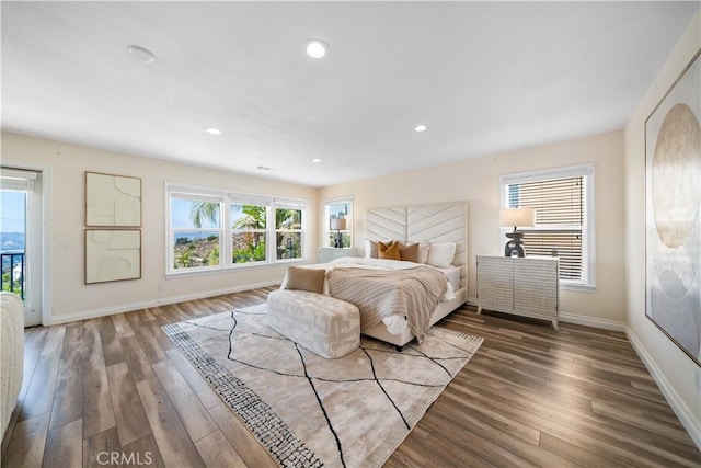 23735 Canyon Vista Ct, Diamond Bar, CA 91765 - bedroom with multiple windows, wood finished floors, access to outside, and recessed lighting