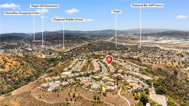 23735 Canyon Vista Ct, Diamond Bar, CA 91765 - aerial view of residential area featuring mountains