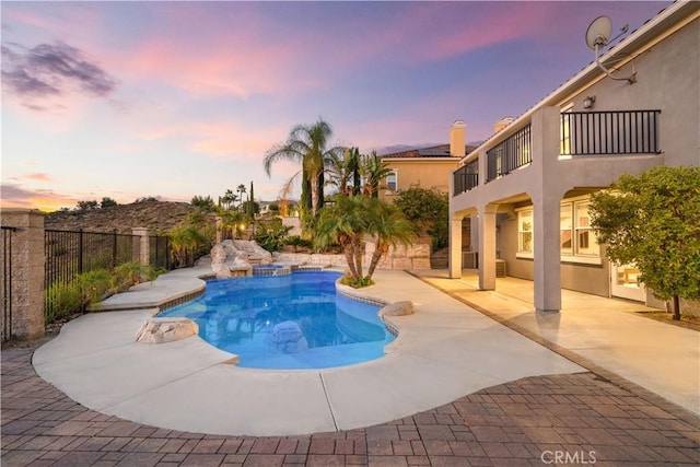 23735 Canyon Vista Ct, Diamond Bar, CA 91765 - view of swimming pool with a fenced backyard, a patio area, and a pool with connected hot tub