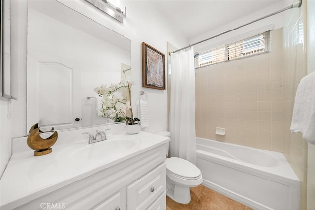 23735 Canyon Vista Ct, Diamond Bar, CA 91765 - bathroom with vanity, shower / bathtub combination with curtain, and tile patterned flooring