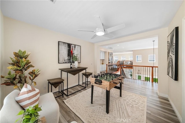 23735 Canyon Vista Ct, Diamond Bar, CA 91765 - rec room featuring wood finished floors and ceiling fan