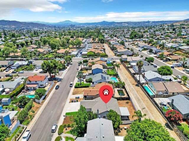 10758 Princess Arlene Dr, Santee, CA 92071 - aerial perspective of suburban area featuring a mountain backdrop