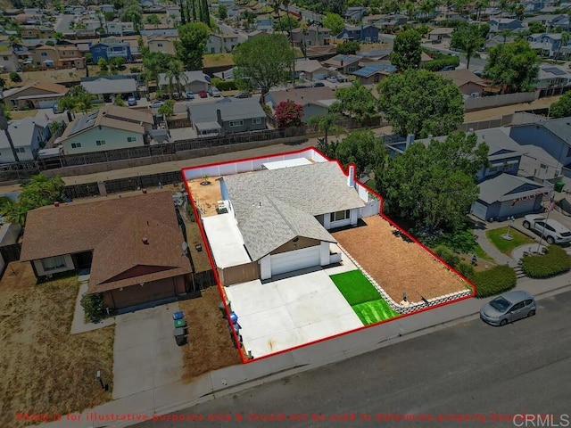10758 Princess Arlene Dr, Santee, CA 92071 - aerial perspective of suburban area featuring property parcel outlined