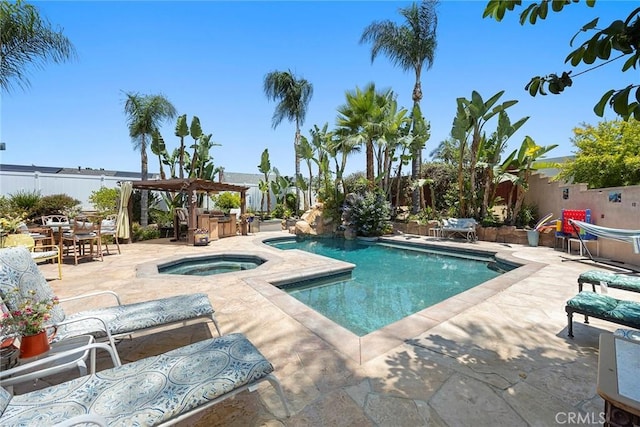 24481 Jutewood Pl, Lake Forest, CA 92630 - view of swimming pool featuring an in-ground hot tub, a patio, and a pergola