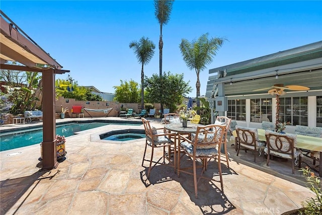 24481 Jutewood Pl, Lake Forest, CA 92630 - view of pool featuring an in-ground hot tub, a patio, and a fenced backyard