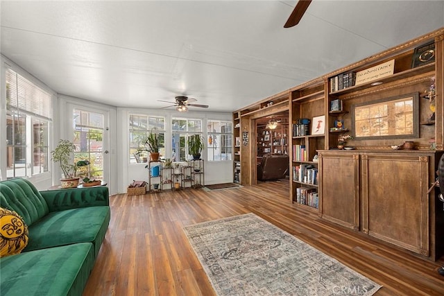 24481 Jutewood Pl, Lake Forest, CA 92630 - living area featuring ceiling fan and wood finished floors