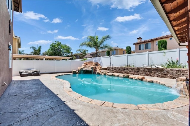 296 Lady Bell Way, Perris, CA 92571 - view of pool featuring a patio, a fenced backyard, and a fire pit