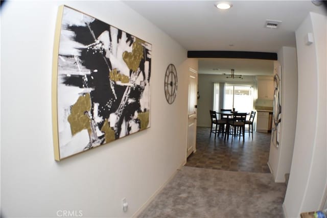 5280 Coyote St, Hemet, CA 92545 - hallway with carpet flooring and baseboards