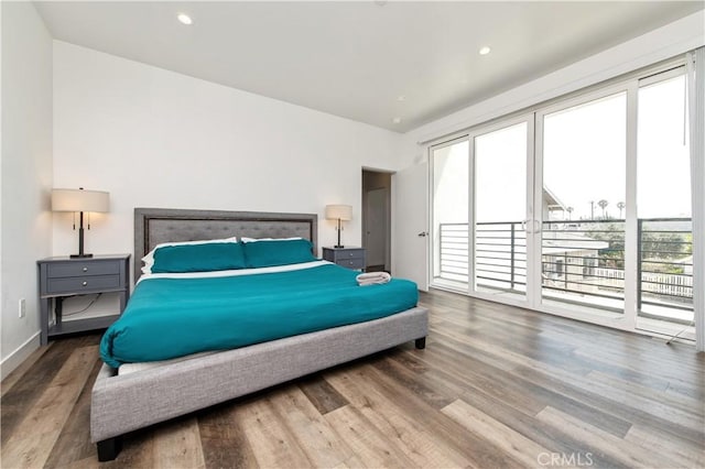5336 Lemon Grove Ave, Los Angeles, CA 90038 - bedroom featuring access to outside, wood finished floors, and recessed lighting