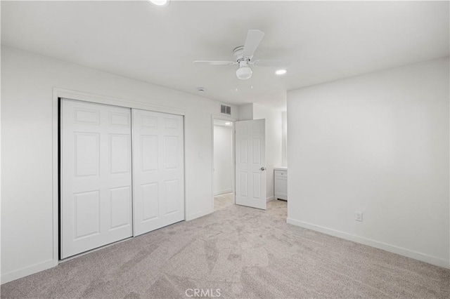 1534 Richfield Ave, Rosamond, CA 93560 - unfurnished bedroom with carpet, a closet, recessed lighting, and a ceiling fan
