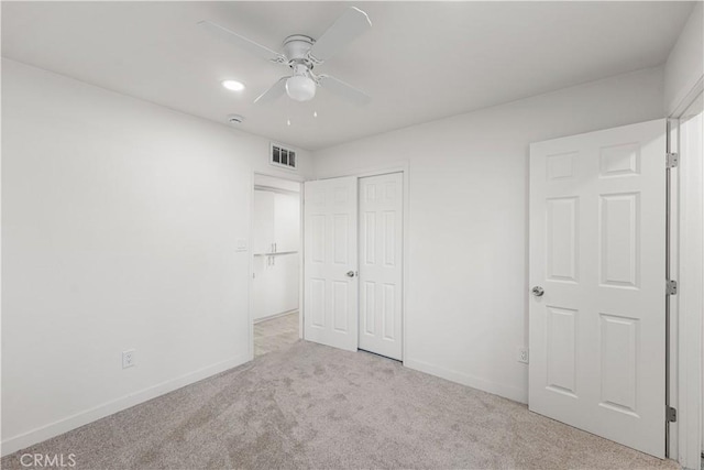 1534 Richfield Ave, Rosamond, CA 93560 - unfurnished bedroom with carpet floors, a closet, recessed lighting, and a ceiling fan
