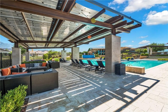 1660 Capri Way, Beaumont, CA 92223 - view of patio / terrace with an outdoor hangout area and an outdoor pool