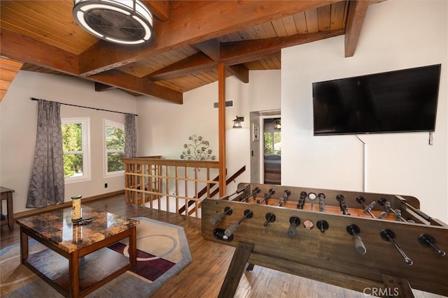 52926 Balsam Dr, Oakhurst, CA 93644 - playroom featuring wood ceiling and wood-type flooring