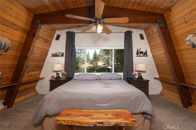 52926 Balsam Dr, Oakhurst, CA 93644 - carpeted bedroom featuring wood ceiling and ceiling fan