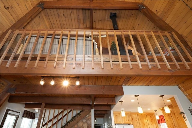 52926 Balsam Dr, Oakhurst, CA 93644 - detailed view of a wooden ceiling with exposed beams