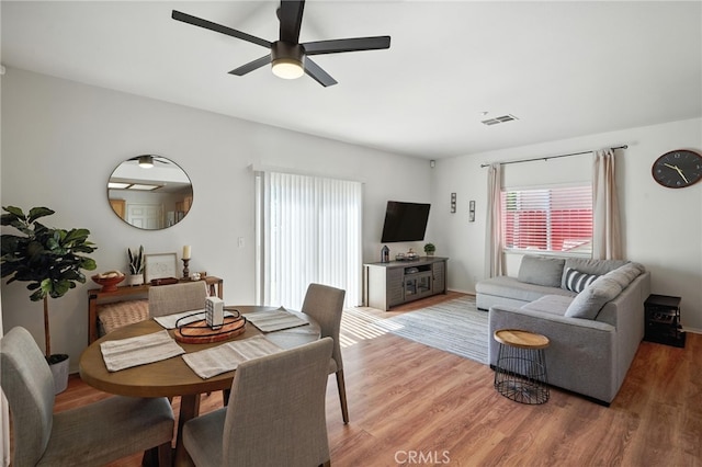 8554 Burnet Ave Unit 144, North Hills, CA 91343 - dining area featuring plenty of natural light, a ceiling fan, and light wood finished floors