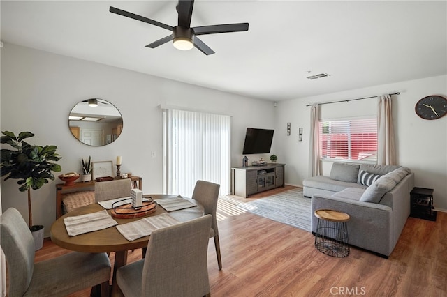 8554 Burnet Ave Unit 144, North Hills, CA 91343 - dining area with plenty of natural light, a ceiling fan, and light wood-type flooring