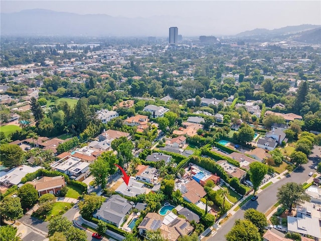 10348 Woodbridge St, Toluca Lake, CA 91602 - aerial view of residential area featuring a mountainous background