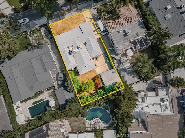 10348 Woodbridge St, Toluca Lake, CA 91602 - aerial view of residential area with property parcel outlined