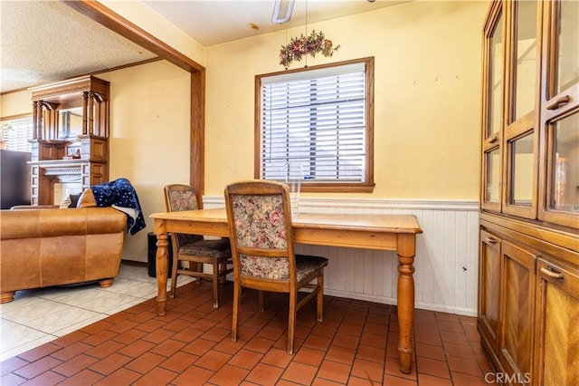 16533 Nordhoff St, North Hills, CA 91343 - dining area with a wainscoted wall and brick patterned flooring