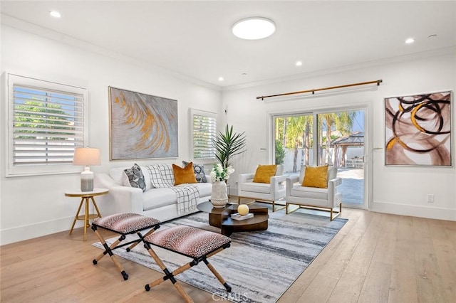 6204 Oak Ave, Temple City, CA 91780 - living area with wood-type flooring, crown molding, and recessed lighting