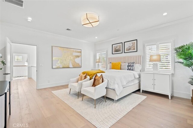 6204 Oak Ave, Temple City, CA 91780 - bedroom featuring light wood finished floors, recessed lighting, and ornamental molding