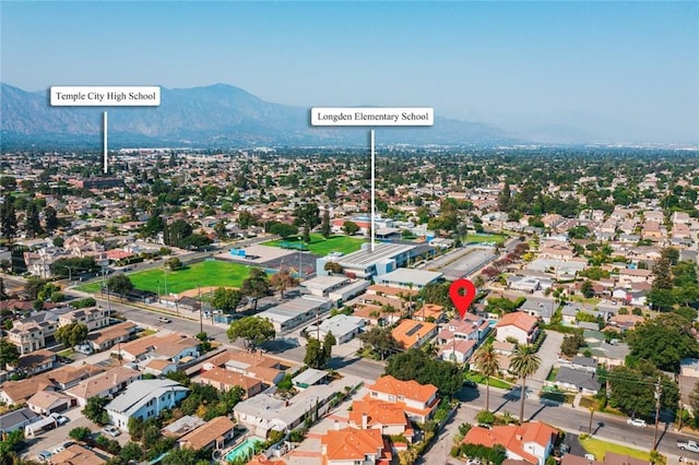 6204 Oak Ave, Temple City, CA 91780 - aerial perspective of suburban area with a mountain backdrop