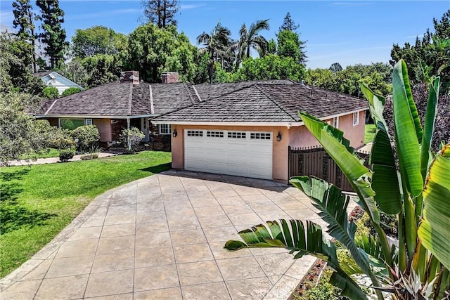 1310 Santa Margarita Dr, Arcadia, CA 91006 - single story home with an attached garage, stucco siding, a chimney, and concrete driveway