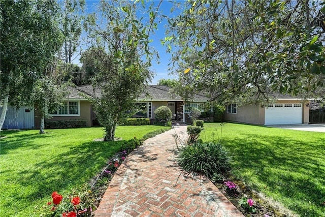 1310 Santa Margarita Dr, Arcadia, CA 91006 - view of front facade featuring a front yard, stucco siding, concrete driveway, and an attached garage
