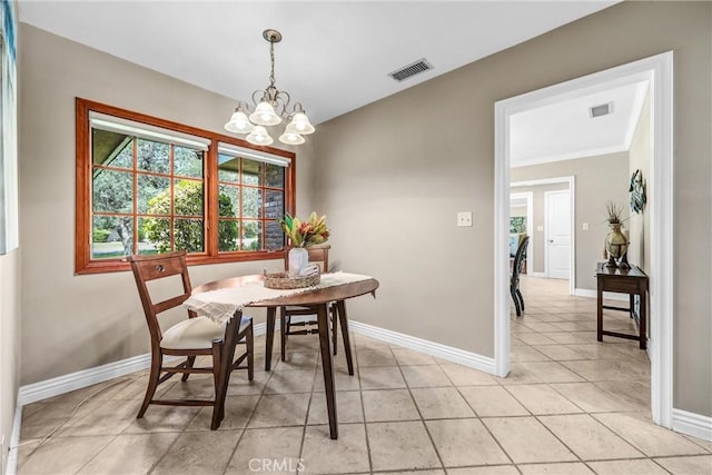 1310 Santa Margarita Dr, Arcadia, CA 91006 - dining room with a chandelier, light tile patterned floors, and crown molding