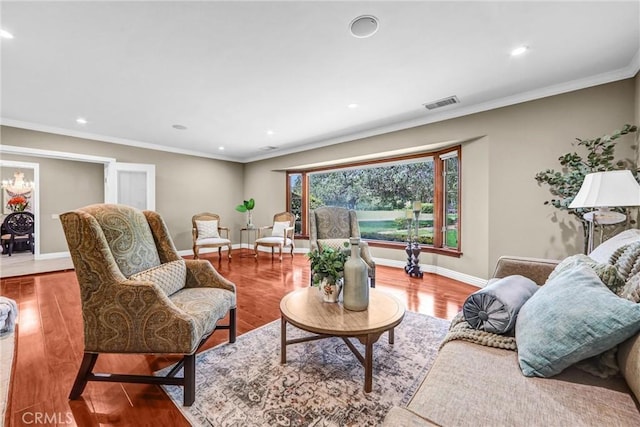 1310 Santa Margarita Dr, Arcadia, CA 91006 - living area with recessed lighting, wood finished floors, and crown molding
