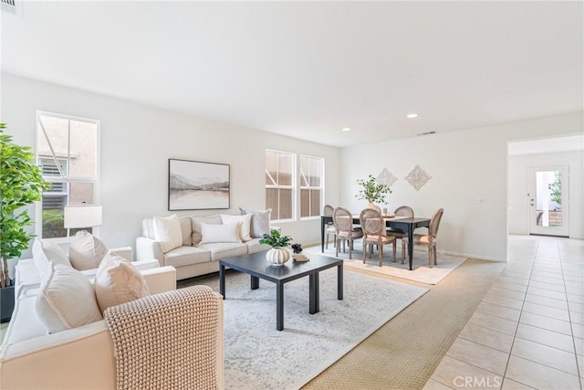 391 Franciscan Way, Oceanside, CA 92057 - living room featuring light tile patterned floors and recessed lighting