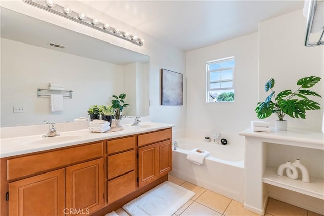 391 Franciscan Way, Oceanside, CA 92057 - full bathroom featuring tile patterned flooring, a garden tub, and double vanity