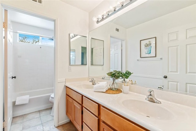 391 Franciscan Way, Oceanside, CA 92057 - full bathroom with double vanity, tile patterned floors, and shower / tub combination