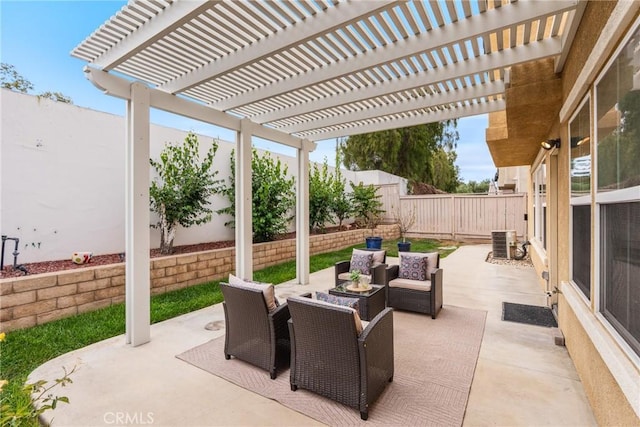 391 Franciscan Way, Oceanside, CA 92057 - fenced backyard with a patio area, an outdoor hangout area, and a pergola