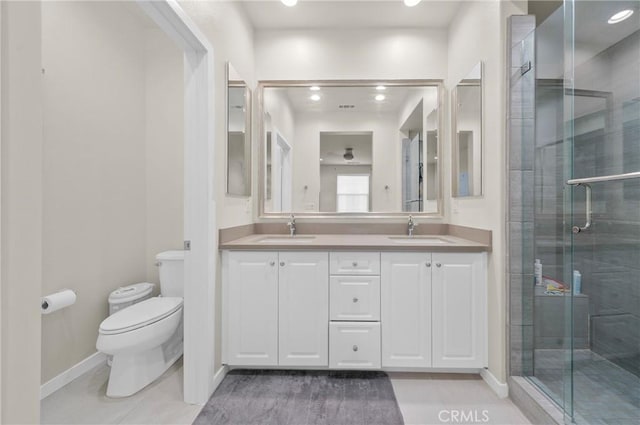 20950 Cornerstone Dr, Walnut, CA 91789 - full bath with double vanity, a shower stall, and tile patterned floors