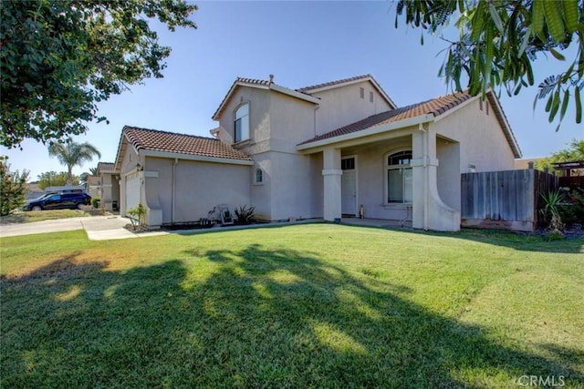 1166 Labrador Ct, Newman, CA 95360 - view of front of home with a garage, stucco siding, a tiled roof, and driveway